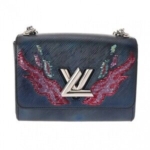 Louis Vuitton Epi Twist Navy Blue Leather Sequin Shoulder Bag